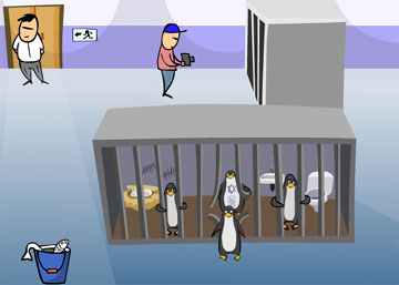 Помоги пингвину удрать из зоопарка! (flash игра)