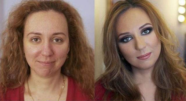 Стриптизерши до и после макияжа